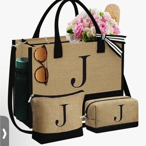 NEW!  3 Jute Bag set - “J”